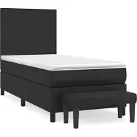 vidaXL Lit boxspring avec matelas noir 100x200 cm similicuir