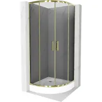 Mexen Rio cabine de douche semi-circulaire 70 x 70 cm, Noir graphite, Or + receveur de douche Rio, Blanc - 863-070-070-50-40-4710