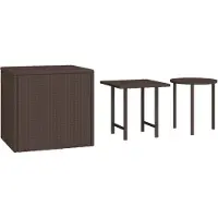 vidaXL Tables d'appoint de jardin 3 pcs. Marron Poly Rattan