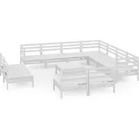 vidaXL Ensemble salon de jardin 12 pièces pin massif blanc