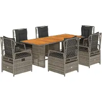 vidaXL Ensemble de jardin 7 pièces avec coussins Gris Poly rotin