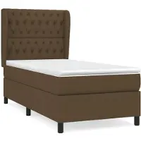 vidaXL Lit boxspring avec matelas brun foncé 90x190 cm Tissu