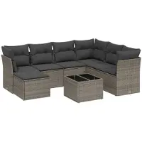 vidaXL Ensemble de jardin canapé 8 pièces avec coussins Gris Poly rotin