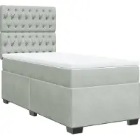 vidaXL Lit boxspring avec matelas gris clair 100x200 cm velours