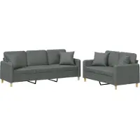 vidaXL Ensemble de canapés 2 pièces avec coussins Tissu gris foncé