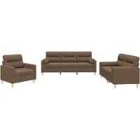 vidaXL Ensemble de canapés 3 pièces avec coussins Tissu brun