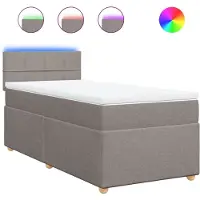 vidaXL Lit boxspring avec matelas Taupe 90x200 cm Tissu