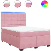 vidaXL Lit boxspring avec matelas rose 160x200 cm velours