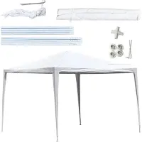 Kinzo Tente de réception 3x3 mètres Pavillon étanche et chapiteau pour le jardin ou la terrasse - Tente de réception avec piquets et haubans - Hauteur faîtière 2,5M - Plastique - Blanc