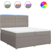 vidaXL Lit boxspring avec matelas Taupe 200x200 cm Tissu