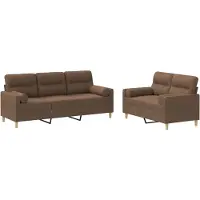 vidaXL Ensemble de canapés 2 pièces avec coussins Tissu brun