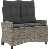 vidaXL Banc de jardin Réglable avec coussins Gris Poly Rattan