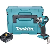 Makita DTD 173 G1J Clé à choc sans fil 18 V 180 Nm 1/4" Brushless + 1x batterie 6,0 Ah + Makpac - sans chargeur