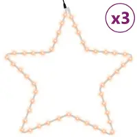 vidaXL Silhouettes LED 3 pièces étoile avec 48 LED blanc chaud 56 cm