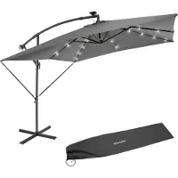 TecTake Parasol rectangulaire - Avec éclairage solaire LED - Housse de protection incluse - Parasol flottant - Protection solaire terrasse, jardin - Parasol de balcon - Grand parasol - 250x300cm -