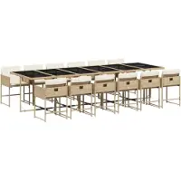 vidaXL Salon de jardin 13 pièces avec coussins Beige Poly Rattan
