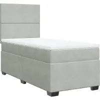 vidaXL Lit boxspring avec matelas gris clair 100x200 cm velours