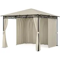 Blumfeldt Mondo - Tente de fête pergola, tonnelle de jardin, dimensions : 2,95 x 2,6 x 2,95 m, 4 panneaux latéraux, concept EasyMount, protection contre les intempéries : UV/vent/pluie, beige