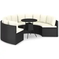 vidaXL ensemble de 7 canapés de jardin avec coussins Poly Rattan Noir