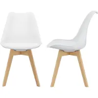En.casa Chaise de salle à manger 'Fläten' (lot de 2) Chaise rembourrée en similicuir blanc
