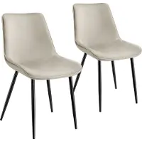 TecTake Lot de chaises de salle à manger Monroe aspect velours - crème, Lot de 2