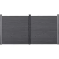 Neu.holz Clôture de jardin WPC avec poteaux Brise-vue Brise-vent Clôture à lames 183x357cm []