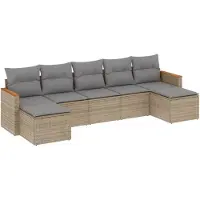 vidaXL Ensemble de salon de jardin 7 pièces avec coussins Beige Poly Rattan