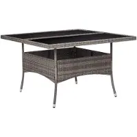 vidaXL Table de jardin "Pronsfeld" en rotin PE et cadre en acier gris. Dimensions (L/L/H) 120x120x75 cm