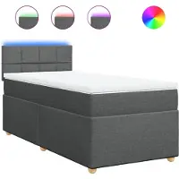 vidaXL Lit boxspring avec matelas gris foncé 90x190 cm Tissu