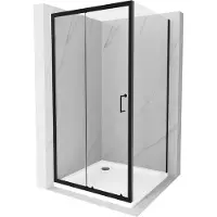 Mexen Apia Paroi de douche pliante 90 x 90 cm, Transparent, Noir + Receveur de douche plat, Blanc- 840-090-090-70-00-4010B