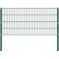 vidaXL Panneau de clôture avec poteaux fer 1212 x 80 cm Vert