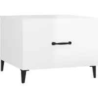 vidaXL Table basse avec pieds en métal blanc brillant 50x50x40 cm