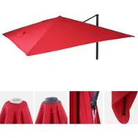 Mendler Housse de remplacement pour parasol de jardin de luxe HWC-A96, housse de parasol, 3,5 x 3,5 m (diamètre 4,95 m), polyester, couleur rouge