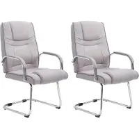 CLP Lot de 2 chaises cantilever Attila tissu avec piètement métal,gris foncé