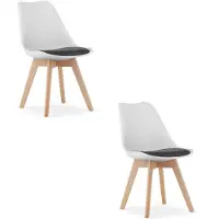 Leobert Chaise MARK noir et blanc / pieds naturels x 2