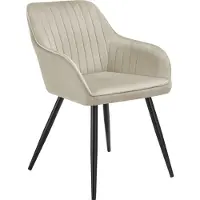 TecTake Chaise MARILYN en velours - crème/noir, par pièce