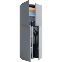 VCM Armoire à balai en bois | 6 compartiments | Armoire ménagère | Dimensions: W. 70 x H. 184 x D. 40 cm | 4 portes tournantes - Lona