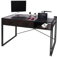 Mendler Bureau HWC-H91, bureau bureau informatique, industriel 76x120x70cm brun foncé