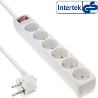 InLine Power Strip 6 ports 6x type F allemand avec interrupteur et sécurité enfant blanc 3m