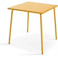 Oviala Table de jardin carrée en métal 4 places 70 cm jaune - Palavas