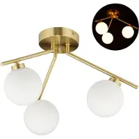 Relaxdays 10029519_0 GLOBI Deckenleuchte gold, weiß