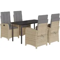 vidaXL Salon de jardin 5 pièces avec coussins Mélange beige Poly rotin