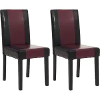 Generique Lot de 2 chaises de séjour Littau simili-cuir, noir/rouge, pieds foncés