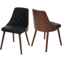 Mendler 2x chaise de salle à manger Osijek aspect noix, bois cintré similicuir, noir