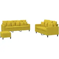 vidaXL Ensemble de canapés 3 pièces avec coussins Velours jaune