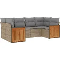 vidaXL Ensemble de salon de jardin 6 pièces avec coussins Beige Poly Rattan