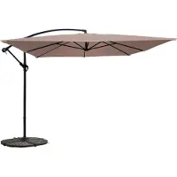 Oviala Parasol déporté 3x3m et 4 dalles à lestées acier taupe - Genova