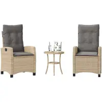 vidaXL Ensemble Bistro 3 pièces avec coussins Mélange beige Poly rotin