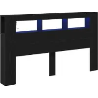 vidaXL Tête de lit LED, noire, imitation chêne, matériau composite en bois