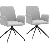 TecTake Fauteuil pivotant DAYA rembourré - gris clair, Lot de 2